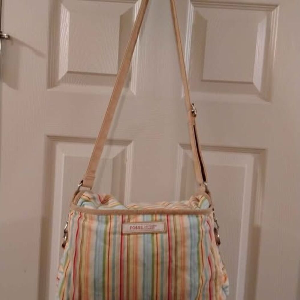Fossil Fabric Multicolored Stripe Fabric Purse - image 4